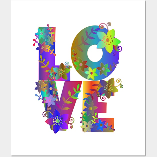 Love in floral letter pattern design Wall Art by Montanescu